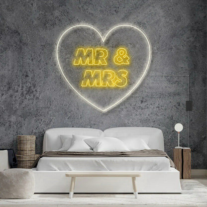 Mr And Mrs Inside Heart V2 Neon Sign | Shineneon