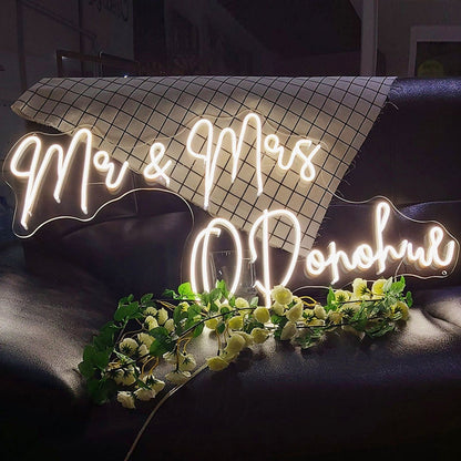 Mr And Mrs Wedding Led Neon Sign With Your Family Name | Shineneon