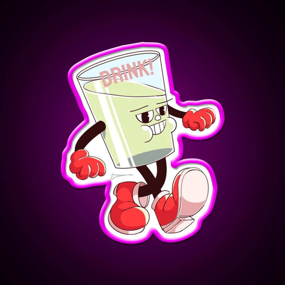 Mr Glass Walking And Smile Party Drink Tequila Led Neon Sign Rgb Color - Shineneon