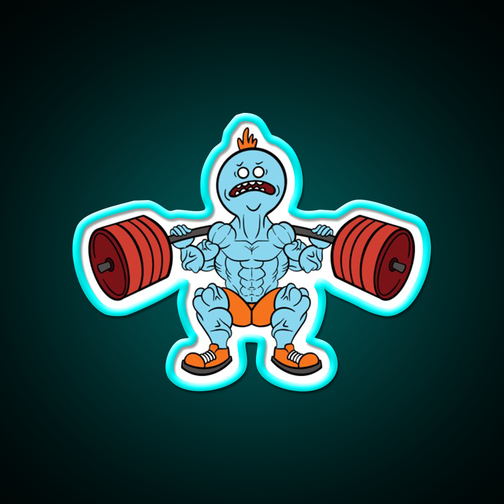 Mr Meeseeks Squats Gym Fitness Led Neon Sign Rgb Color