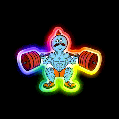 Mr Meeseeks Squats Gym Fitness Led Neon Sign Rgb Color