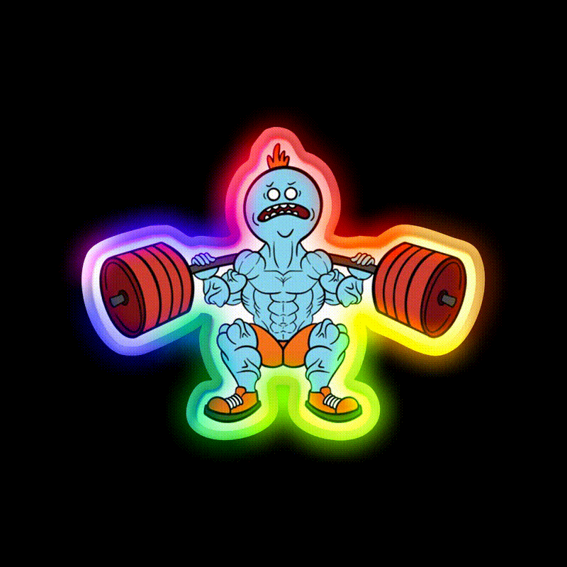 Mr Meeseeks Squats Gym Fitness Led Neon Sign Rgb Color