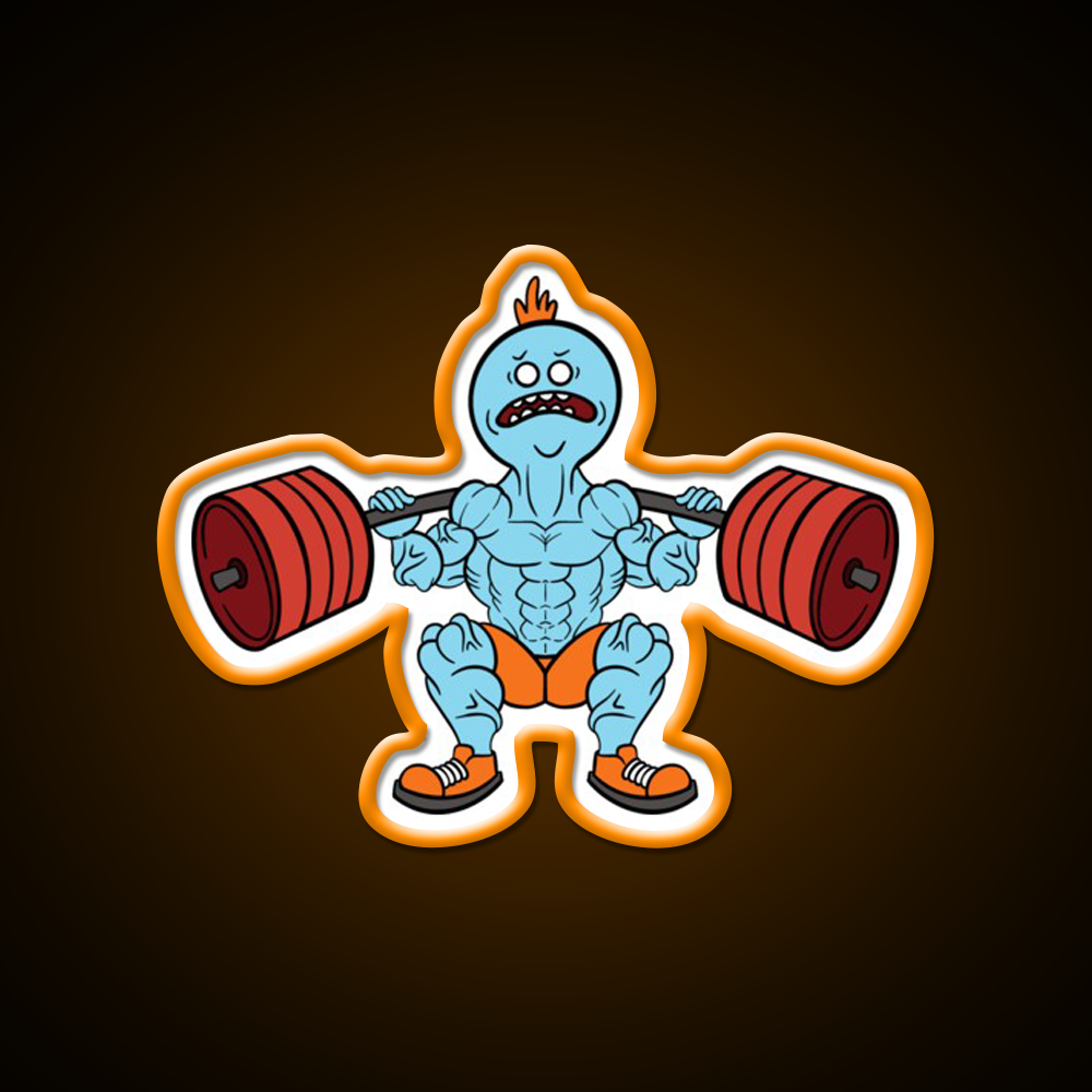 Mr Meeseeks Squats Gym Fitness Led Neon Sign Rgb Color