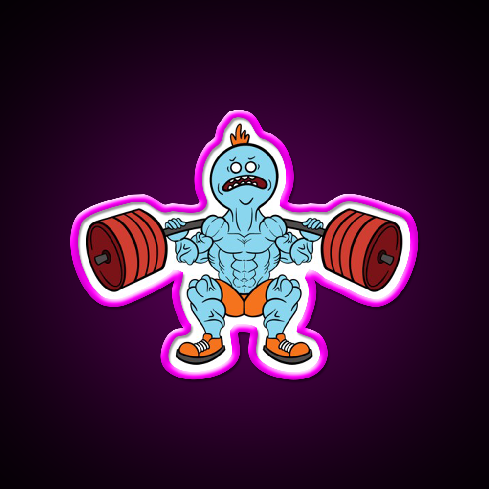 Mr Meeseeks Squats Gym Fitness Led Neon Sign Rgb Color