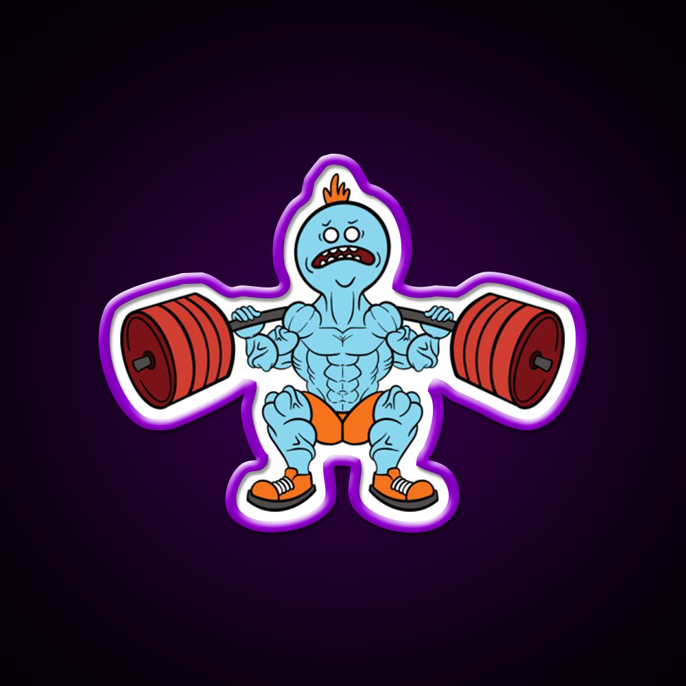 Mr Meeseeks Squats Gym Fitness Led Neon Sign Rgb Color