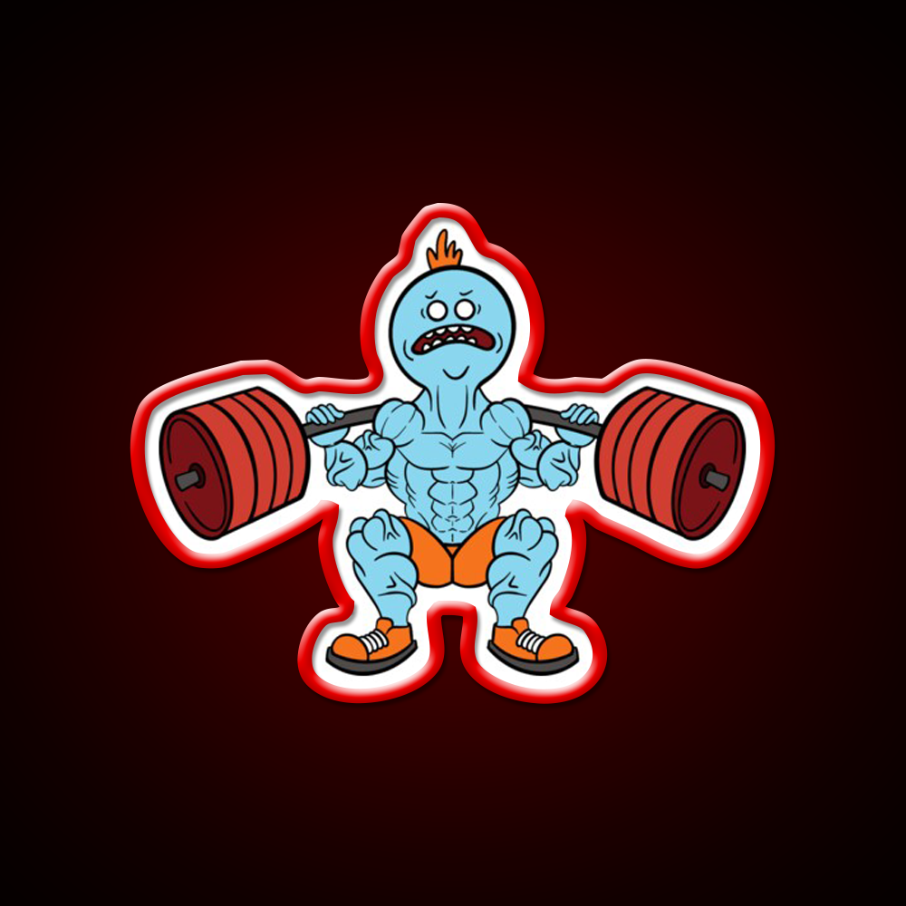 Mr Meeseeks Squats Gym Fitness Led Neon Sign Rgb Color