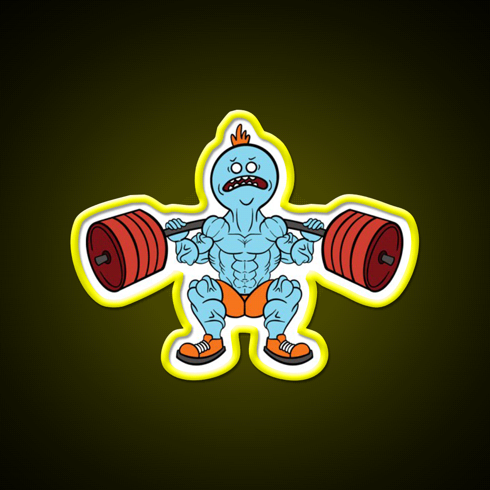 Mr Meeseeks Squats Gym Fitness Led Neon Sign Rgb Color