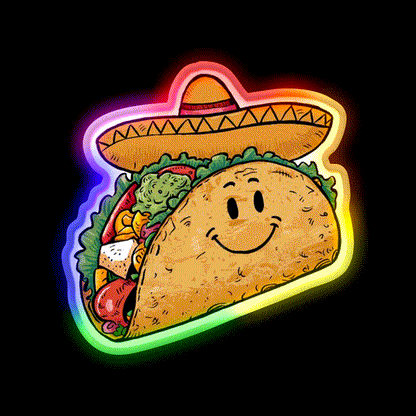 Mr Taco Led Neon Sign Mexican Food Sign Rgb Color - LED neon sign close-up detail