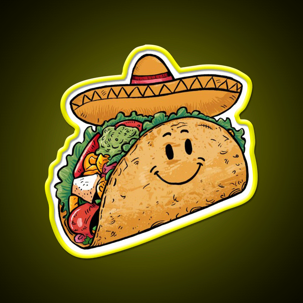 Mr Taco Led Neon Sign Mexican Food Sign Rgb Color - Custom LED neon sign front view