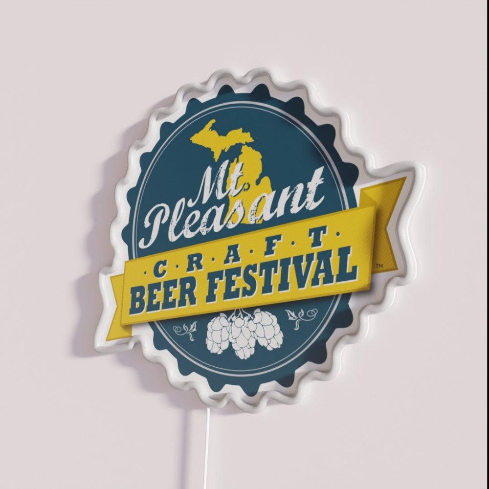 Mt Pleasant Beer Festival Rgb Led Neon Sign - Neon sign mounted on wall in room