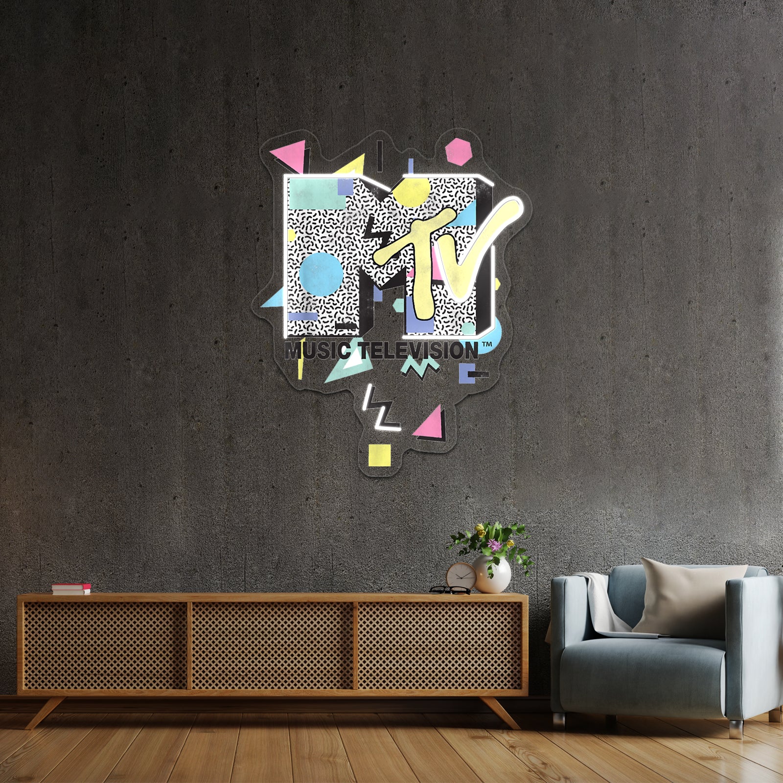 Mtv Retro Shape Design Logo Wall Artwork Neon Signs | Shineneon