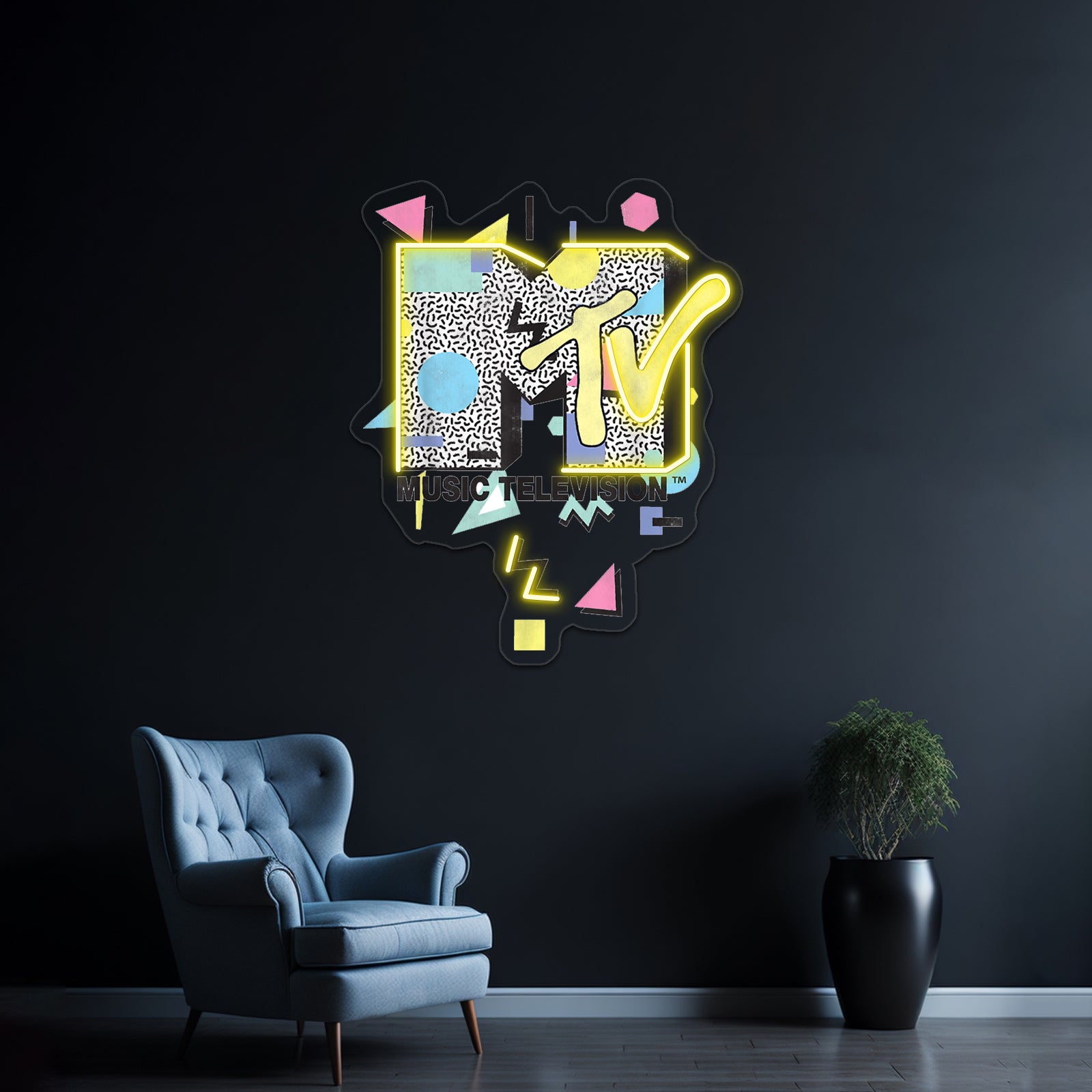 Mtv Retro Shape Design Logo Wall Artwork Neon Signs | Shineneon