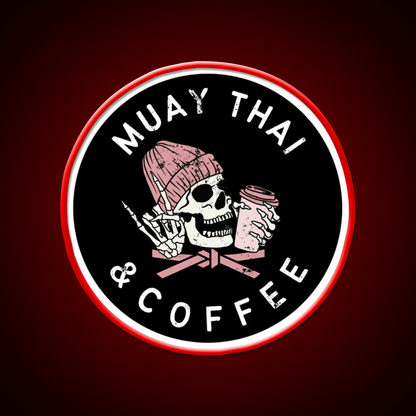 Muay Thai And Coffee Beanie Rock Skull Led Neon Sign Espresso Bar Art Rgb Color - Shineneon