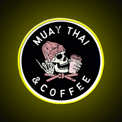 Muay Thai And Coffee Beanie Rock Skull Led Neon Sign Espresso Bar Art Rgb Color