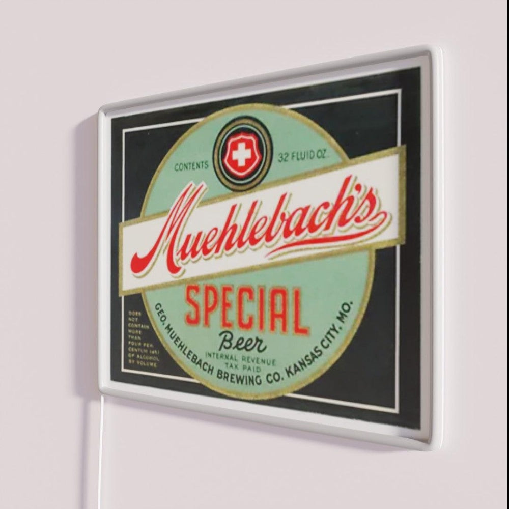 Muehlebachsspecial Beer Rgb Led Neon Sign - Neon sign mounted on wall in room