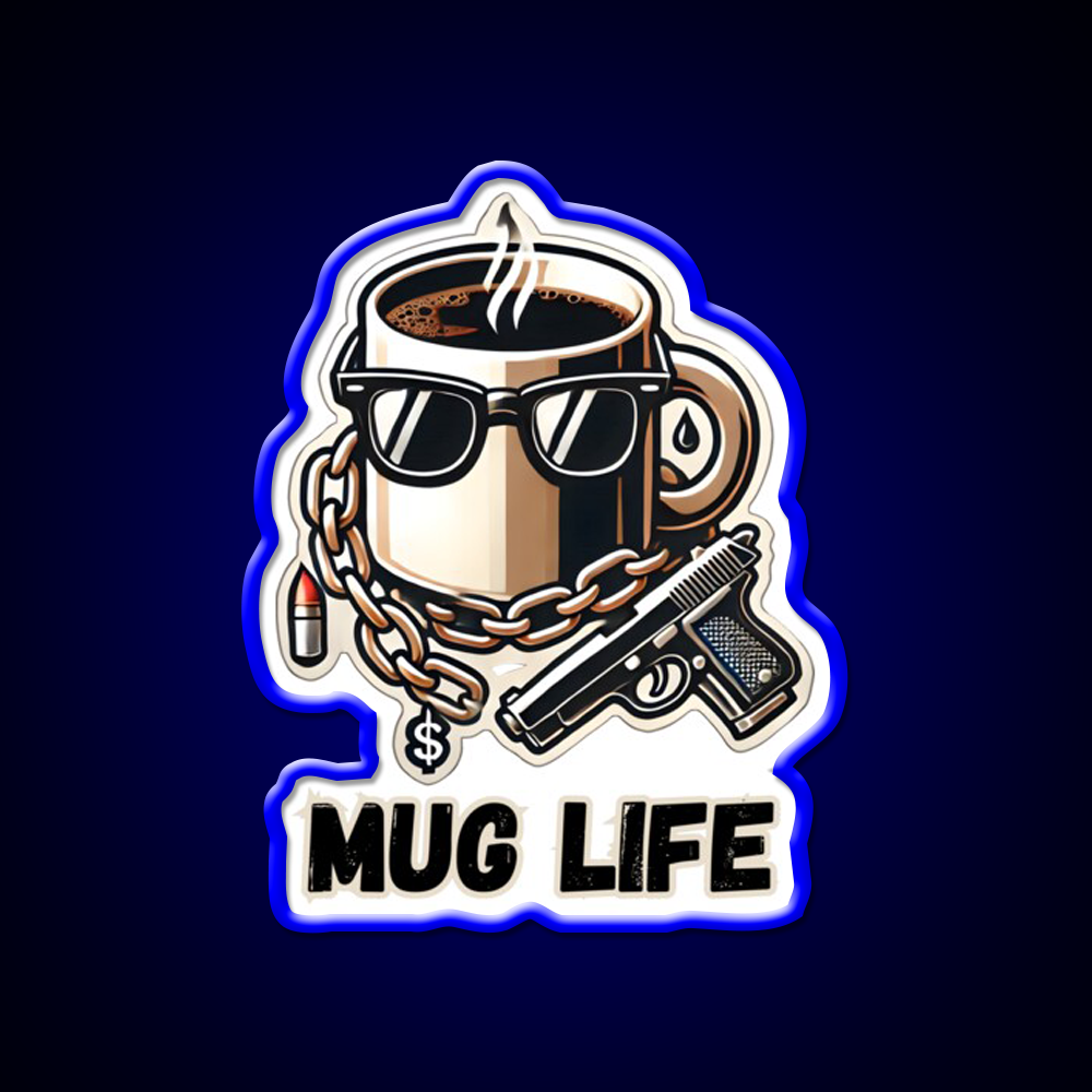 Mug Life Gangsta Coffee Vibes Cafe Led Neon Sign Espresso Bar Art Rgb Color