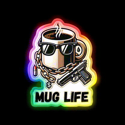 Mug Life Gangsta Coffee Vibes Cafe Led Neon Sign Espresso Bar Art Rgb Color