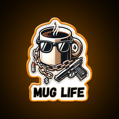 Mug Life Gangsta Coffee Vibes Cafe Led Neon Sign Espresso Bar Art Rgb Color