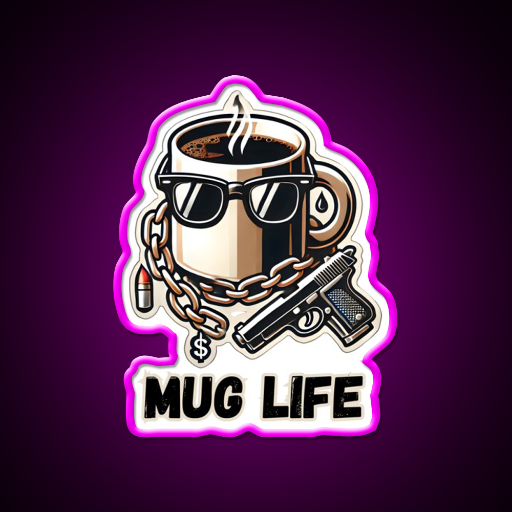 Mug Life Gangsta Coffee Vibes Cafe Led Neon Sign Espresso Bar Art Rgb Color