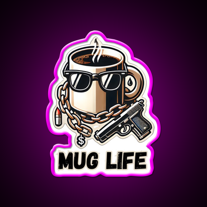 Mug Life Gangsta Coffee Vibes Cafe Led Neon Sign Espresso Bar Art Rgb Color
