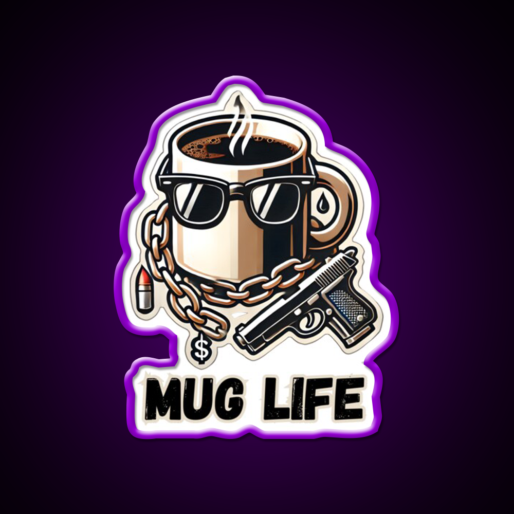 Mug Life Gangsta Coffee Vibes Cafe Led Neon Sign Espresso Bar Art Rgb Color