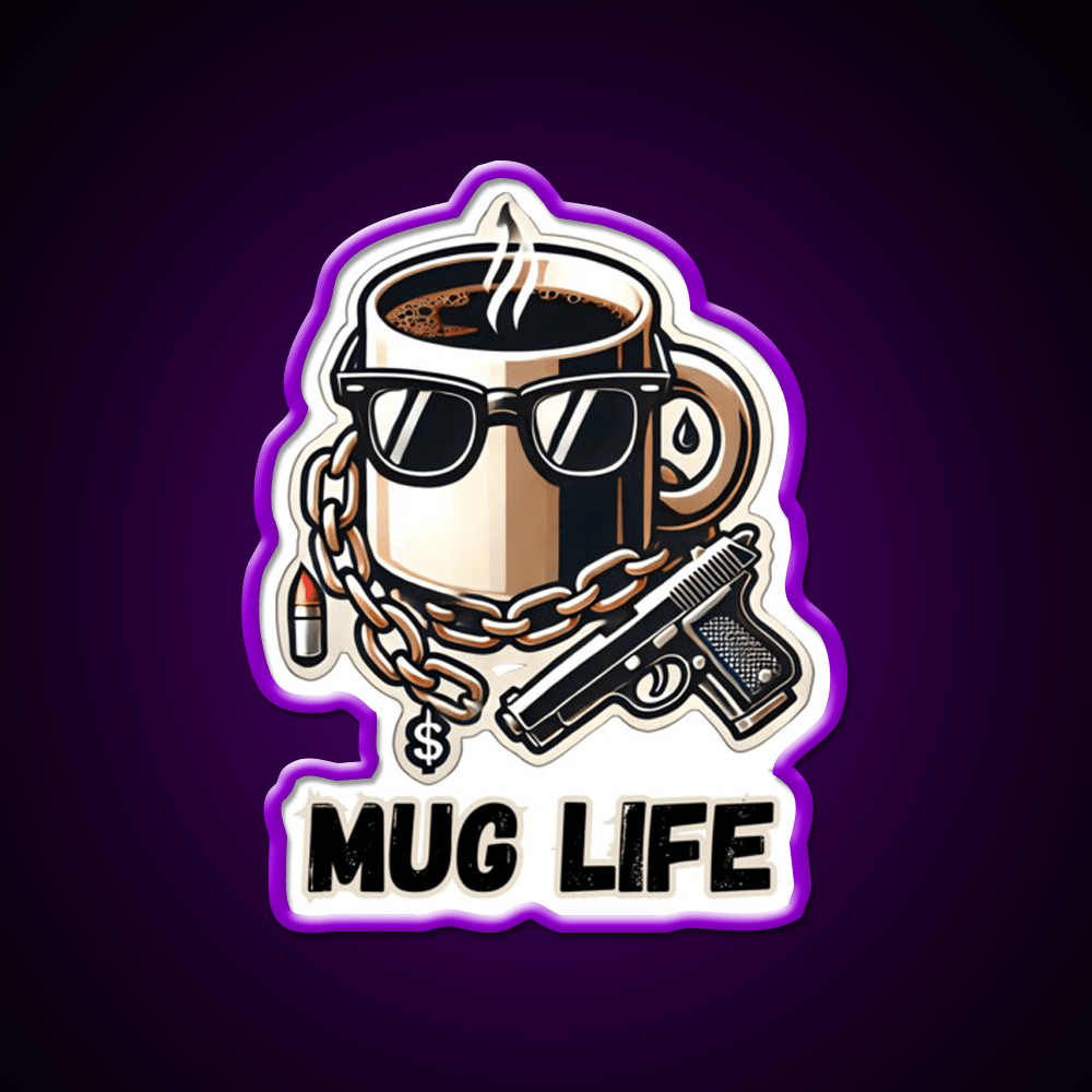 Mug Life Gangsta Coffee Vibes Cafe Led Neon Sign Espresso Bar Art Rgb Color - Shineneon
