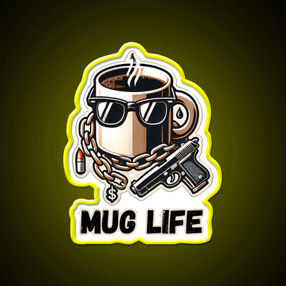 Mug Life Gangsta Coffee Vibes Cafe Led Neon Sign Espresso Bar Art Rgb Color