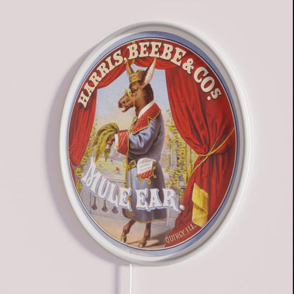 Mule Ear Harris Beebe And Cos Rgb Led Neon Sign - Neon sign mounted on wall in room