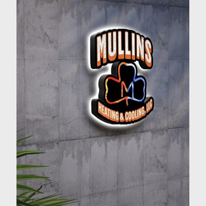 Mullins With Big Logo 3D Frontlit And Backlit Channel Letter Led Light Sign - Shineneon