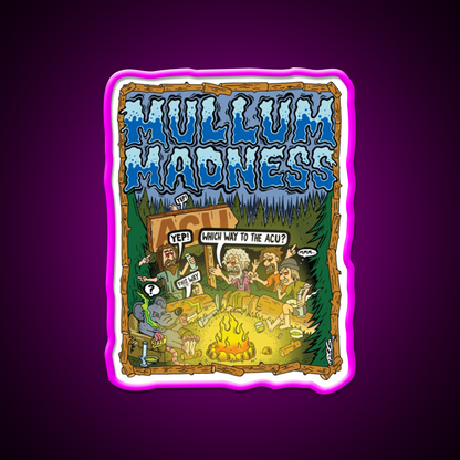 Mullum Madness Hemp Inspired Green Leaf Led Neon Sign Rgb Color - Neon sign mounted on wall in room