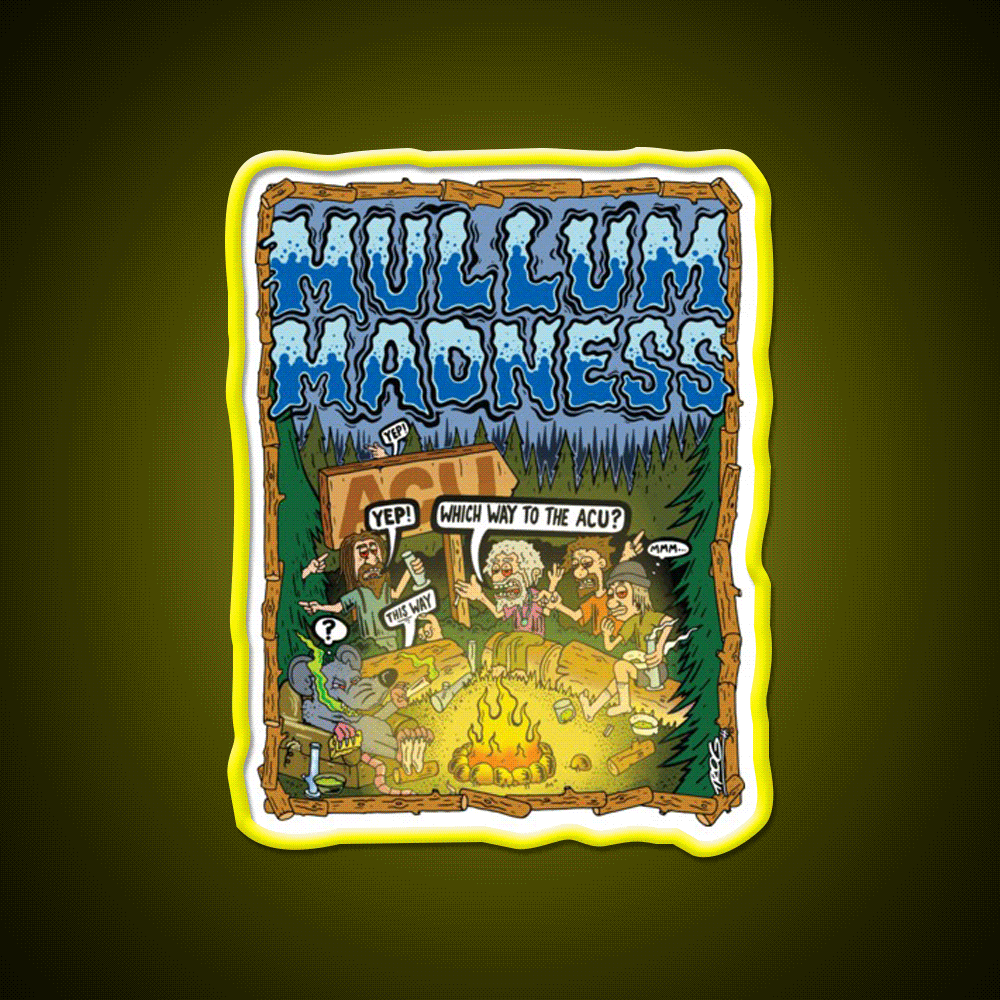 Mullum Madness Hemp Inspired Green Leaf Led Neon Sign Rgb Color - Custom LED neon sign front view