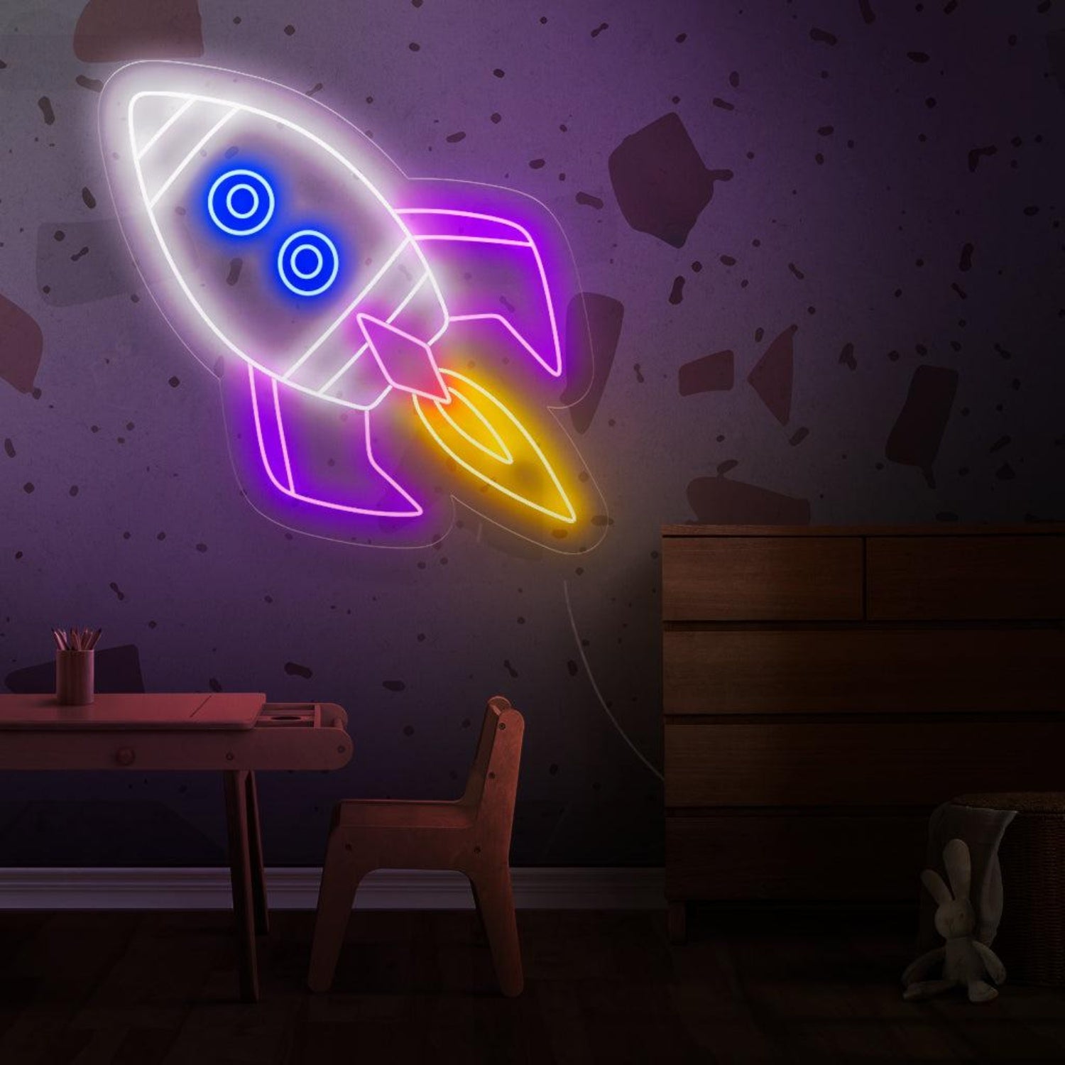 Multi-Color Flying Rocket Led Neon Sign For Kids Room Decor | Shineneon