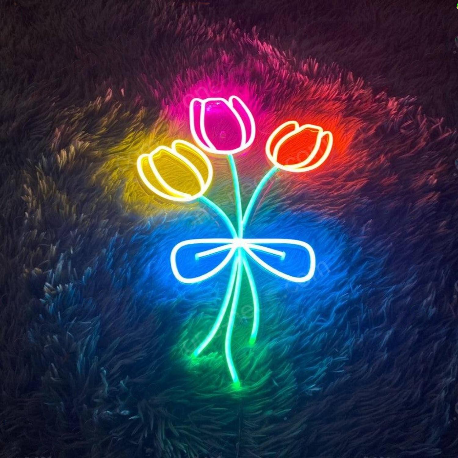 Multi-Color Tulip Bouquet Led Neon Sign For Home Cafe Decor | Shineneon