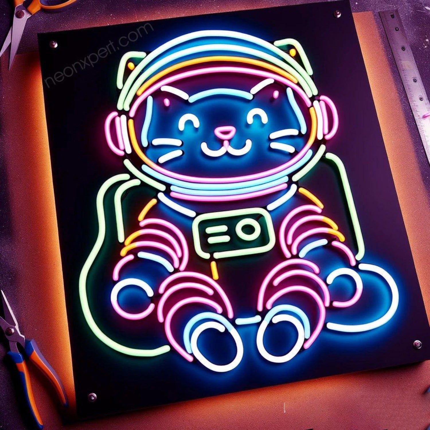 Multicolor Astronaut Cat Led Neon Sign For Indoor Playful Decor | Shineneon