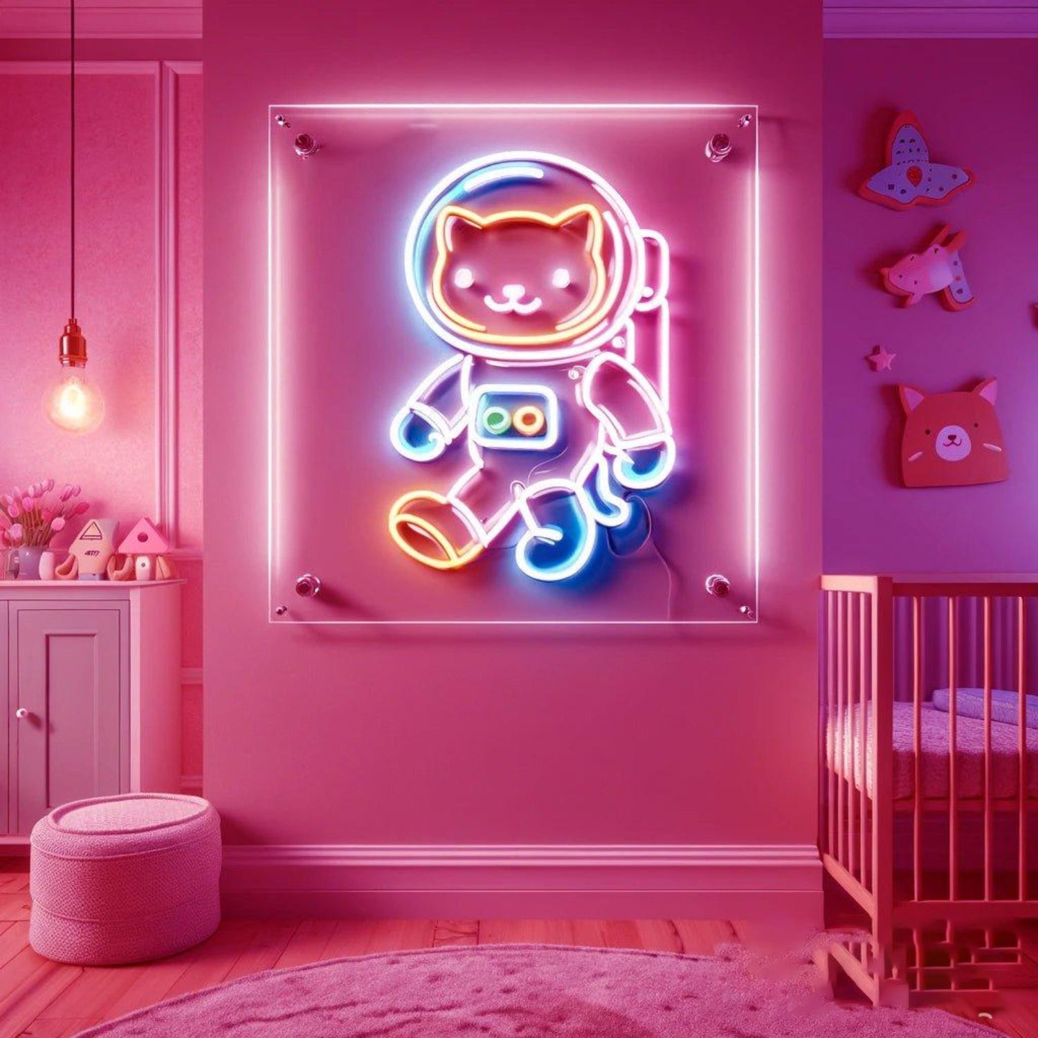 Multicolor Astronaut Cat Led Neon Sign For Indoor Playful Decor | Shineneon