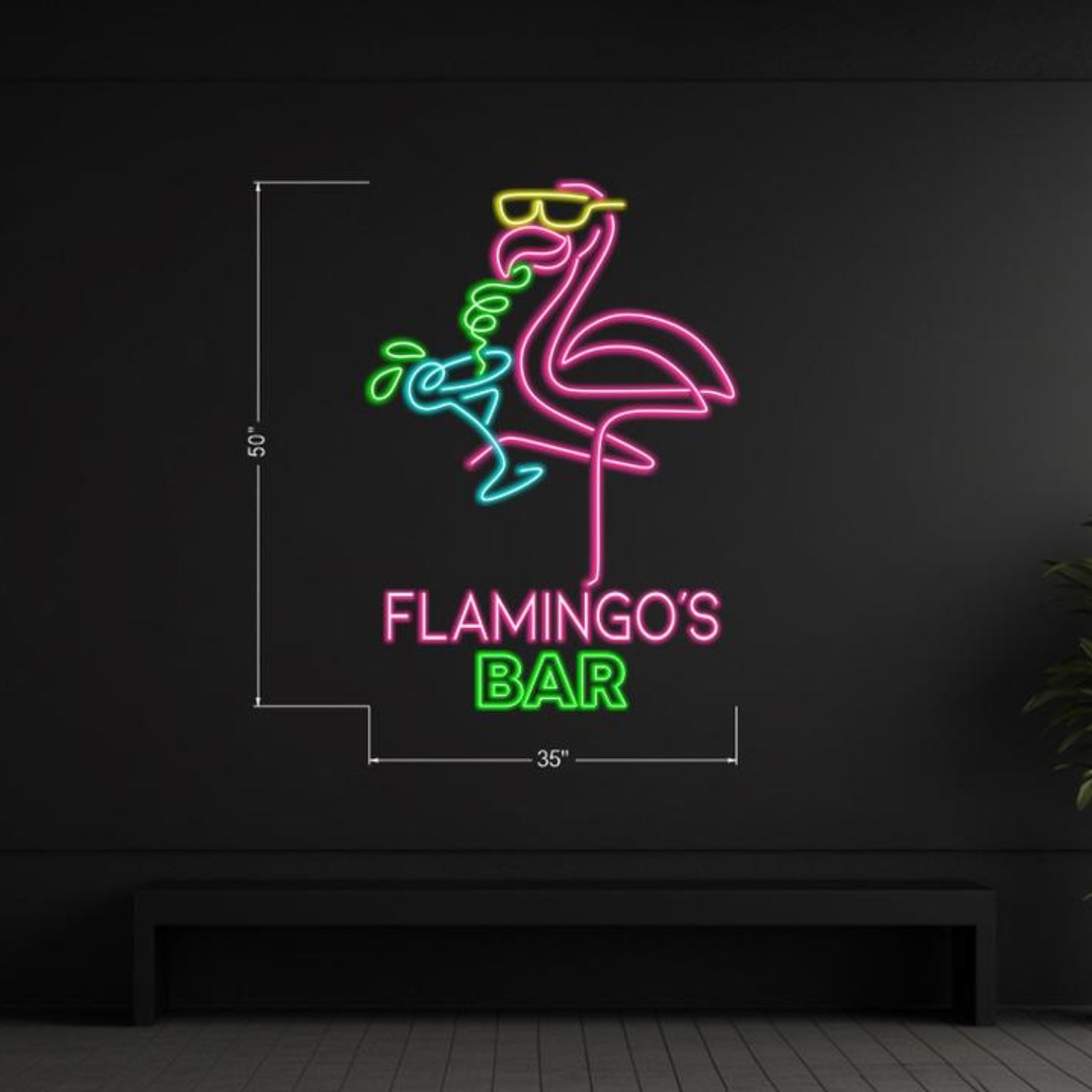 Multicolor Cartoon Flamingo Cocktail Led Neon Sign For Bar Decor | Shineneon