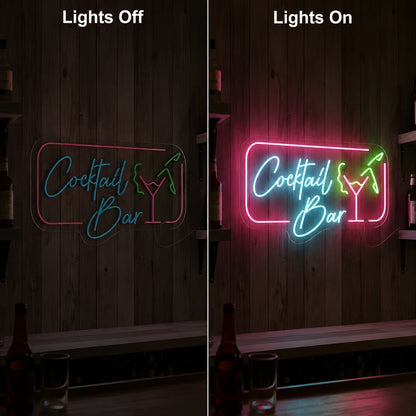 Multicolor Cocktail Bar Neon Sign LED Neon Sign day and night comparison