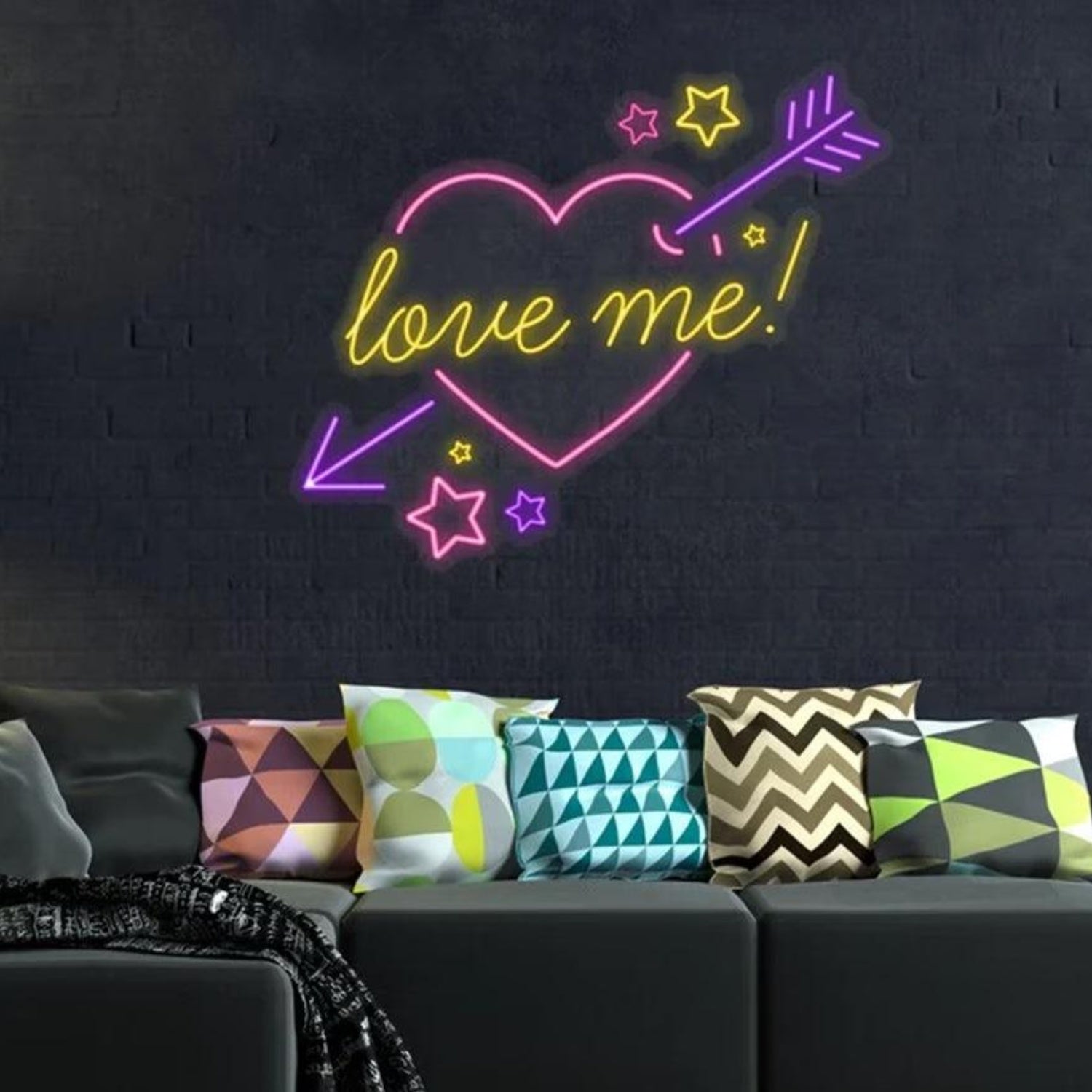 Multicolor Love Me Heart Arrow LED Neon Sign for Romantic Room Decor | Shineneon