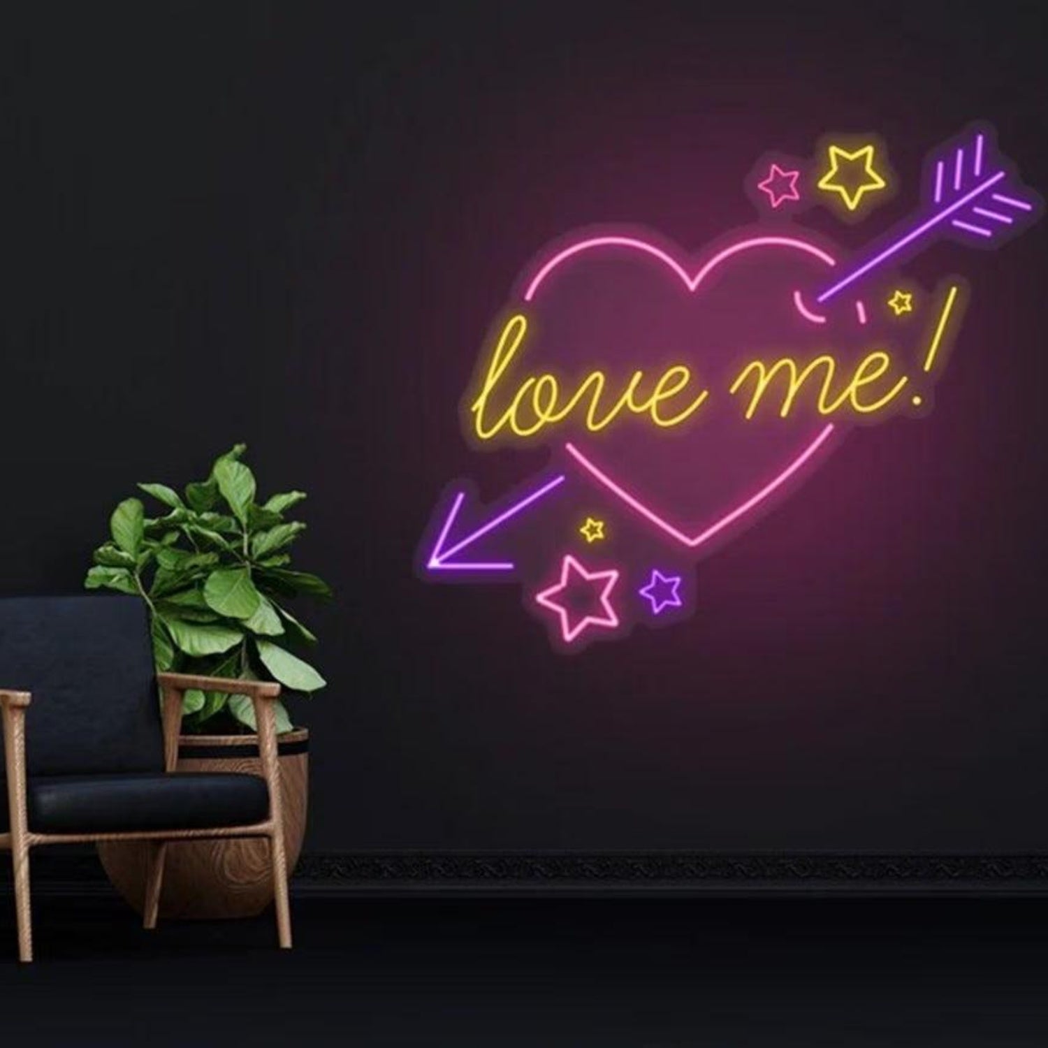 Multicolor Love Me Heart Arrow LED Neon Sign for Romantic Room Decor | Shineneon