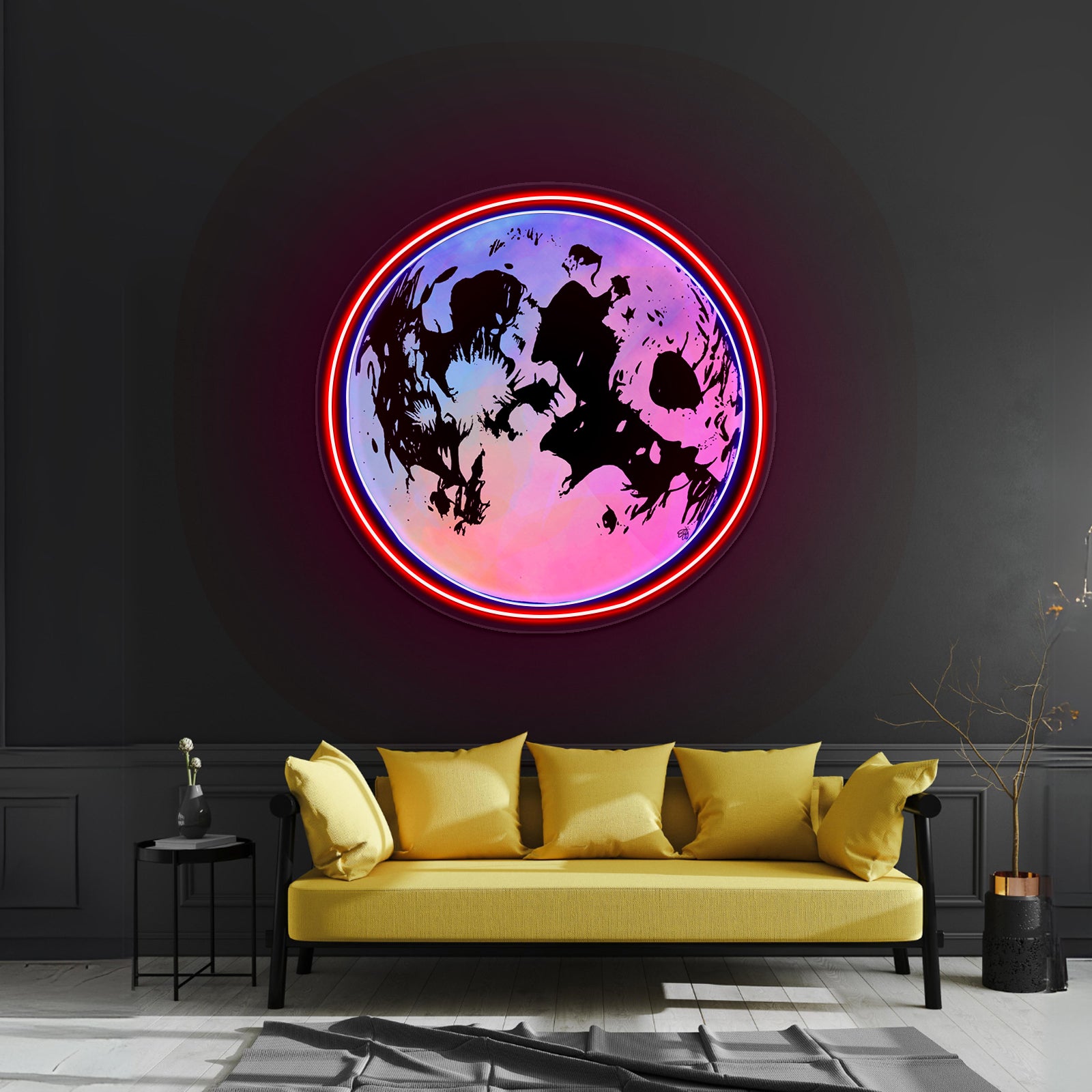 Multicolor Moon Artwork Animal Neon Signs