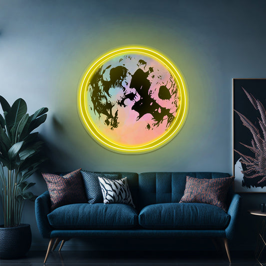 Multicolor Moon Artwork Animal Neon Signs