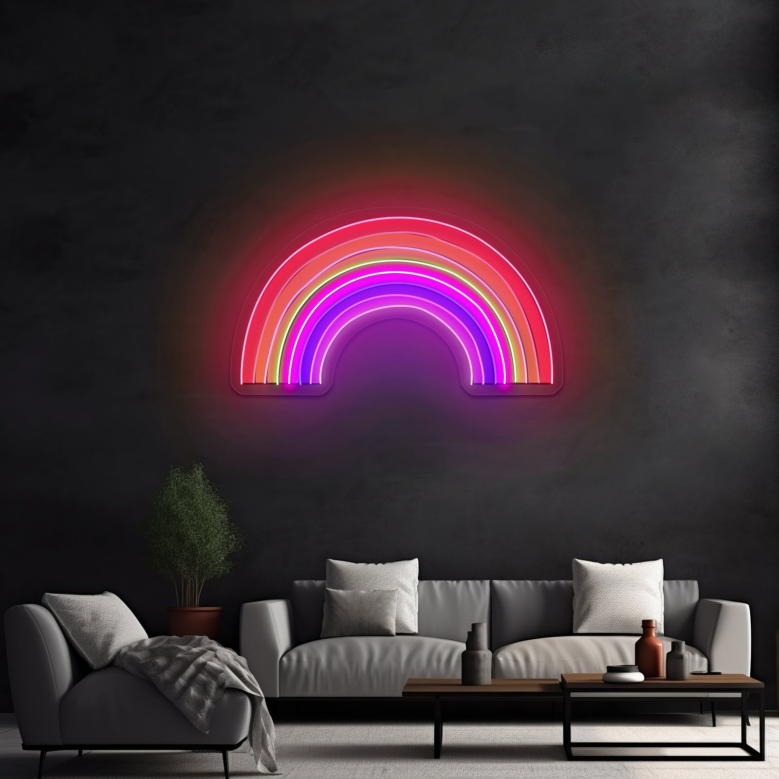 Multicolor Rainbow Aesthetic Artwork Pink Neon Sign - Shineneon