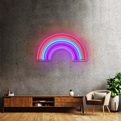 Multicolor Rainbow Aesthetic Artwork Pink Neon Sign