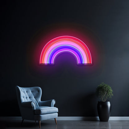 Multicolor Rainbow Aesthetic Artwork Pink Neon Sign