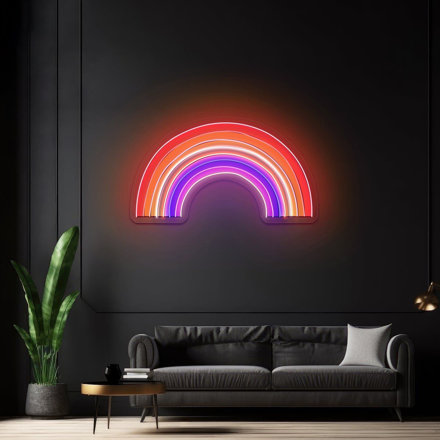 Multicolor Rainbow Aesthetic Artwork Pink Neon Sign