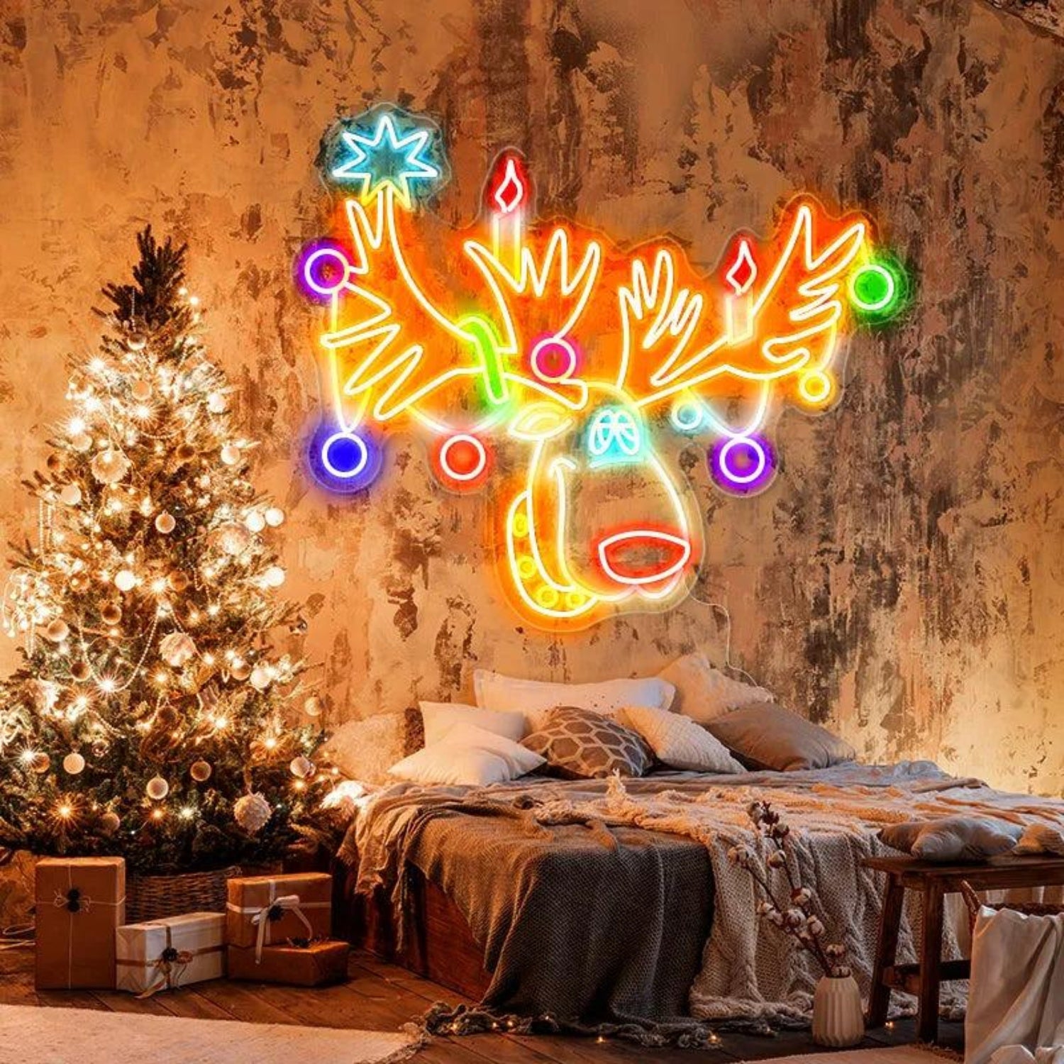 Multicolor Reindeer Christmas LED Neon Sign for Home Decor | Shineneon