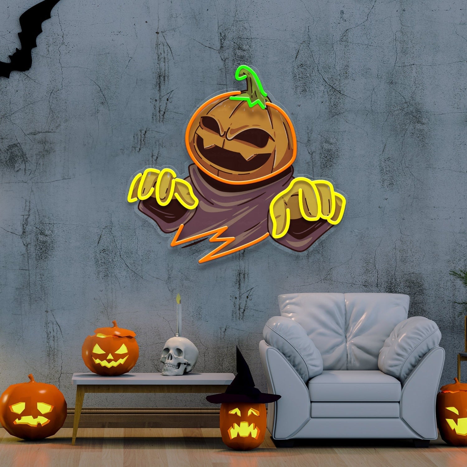 Mummy Pumpkin Halloween Neon Acrylic Artwork | Shineneon