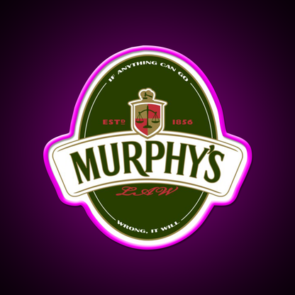 Murphys Law Beer Bar Decor Led Neon Sign Rgb Color - Neon sign mounted on wall in room