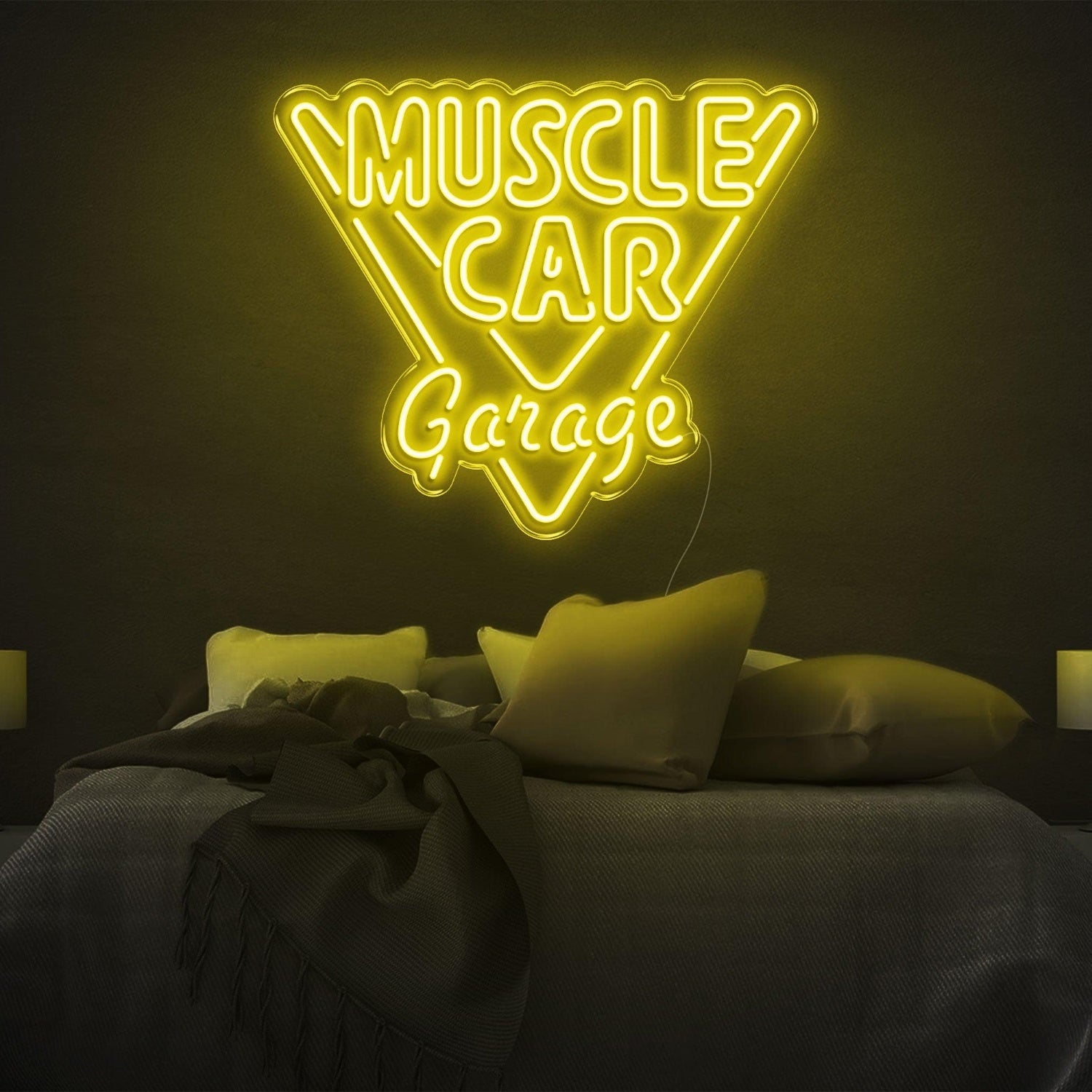 Muscle Car Garage Bright Blue Inverted Triangle Led Neon Sign For Bedroom Wall Art | Shineneon