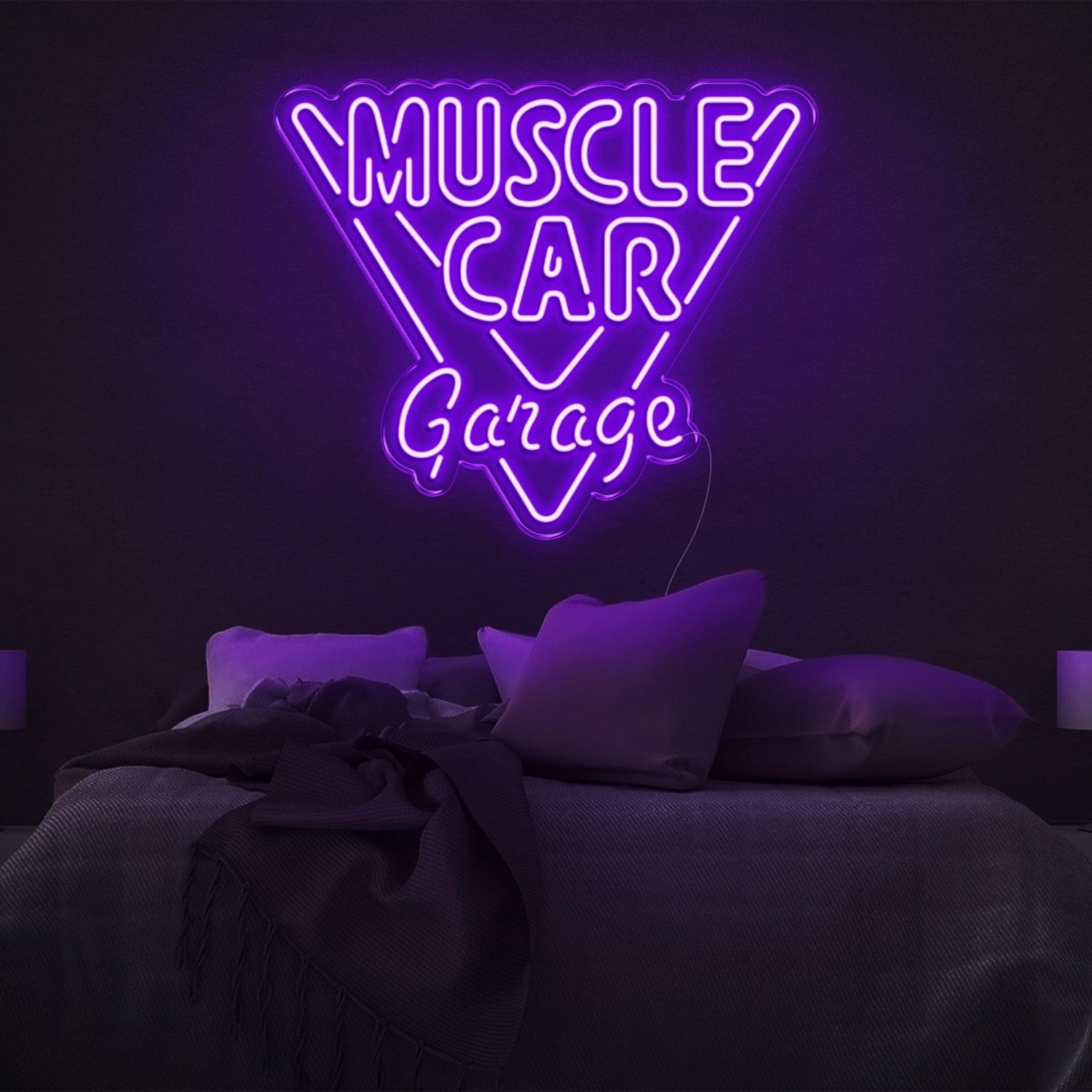 Muscle Car Garage Bright Blue Inverted Triangle Led Neon Sign For Bedroom Wall Art | Shineneon